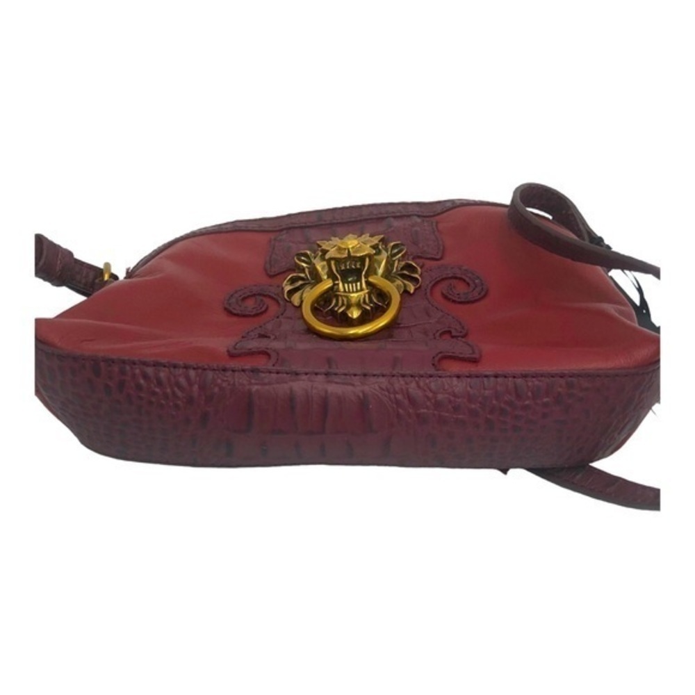 Sharif Crocc Embossed Red Leather Lion Knocker Bag w Coin Purse NWT - Picture 8 of 13